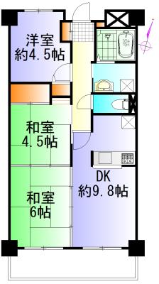 Floor plan. 3DK, Price 11.8 million yen, Occupied area 54.46 sq m