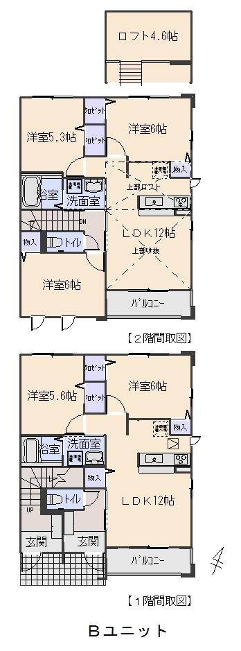 Floor plan. (B unit), Price 28,950,000 yen, 2LDK, Land area 499.17 sq m , Building area 131.83 sq m
