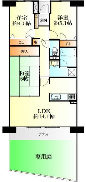 Floor plan. 3LDK, Price 14.5 million yen, Occupied area 67.32 sq m