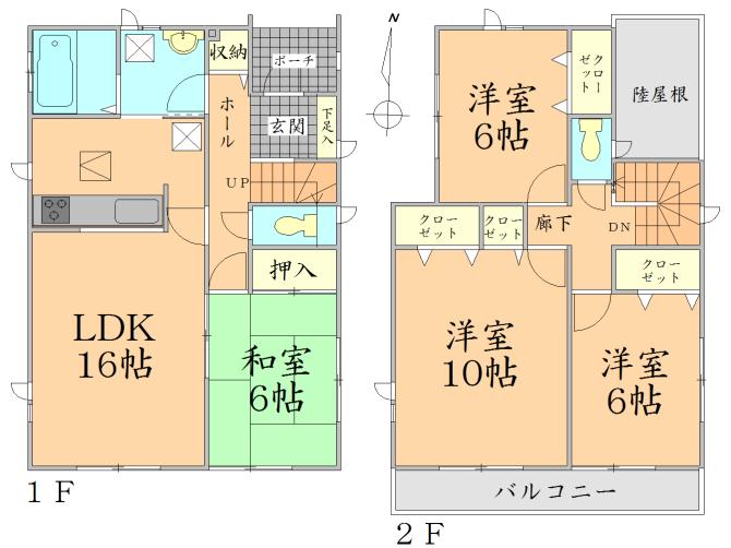 Floor plan. 30,800,000 yen, 4LDK, Land area 173.77 sq m , Building area 105.16 sq m