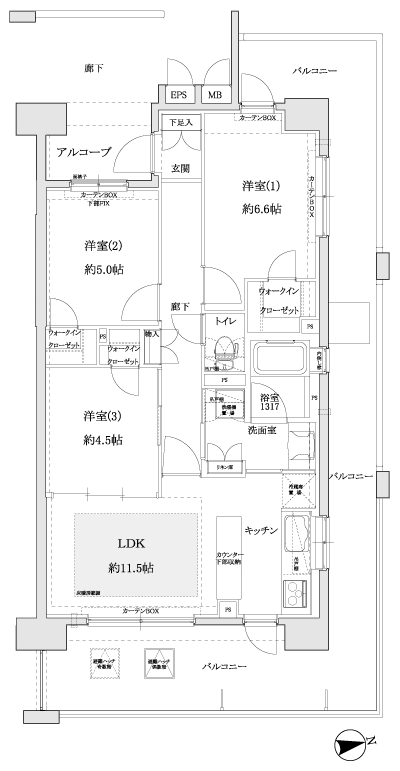 Floor: 3LDK, occupied area: 65.81 sq m, Price: 25.6 million yen ・ 26.2 million yen