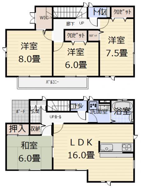 Floor plan. 23.8 million yen, 4LDK, Land area 167.8 sq m , Building area 105.16 sq m