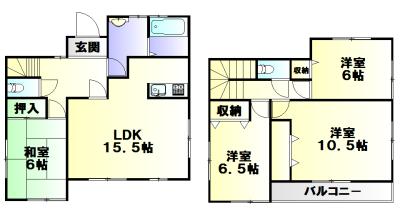 Floor plan. 27,800,000 yen, 4LDK, Land area 159.94 sq m , Building area 105.99 sq m