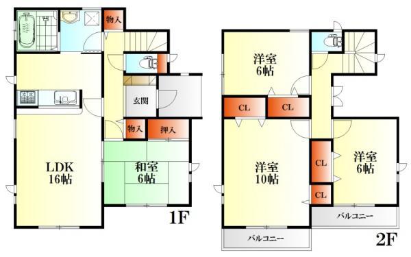 Floor plan. 39,800,000 yen, 4LDK, Land area 132.26 sq m , Building area 105.99 sq m