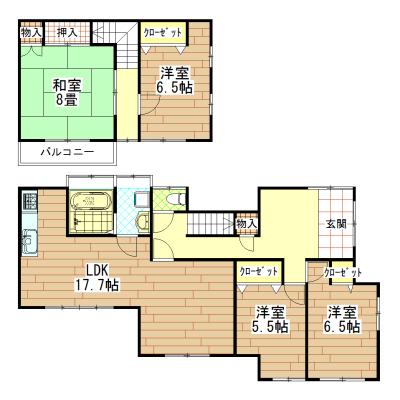 Floor plan. 21,980,000 yen, 4LDK, Land area 206.33 sq m , Building area 110.13 sq m