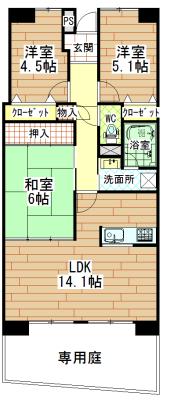 Floor plan. 3LDK, Price 14.5 million yen, Occupied area 67.32 sq m