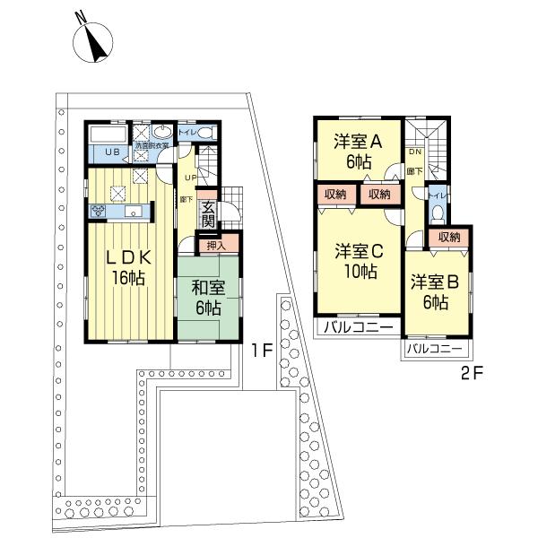 Floor plan. 25,400,000 yen, 4LDK, Land area 176.45 sq m , Building area 104.33 sq m garden, Parking space