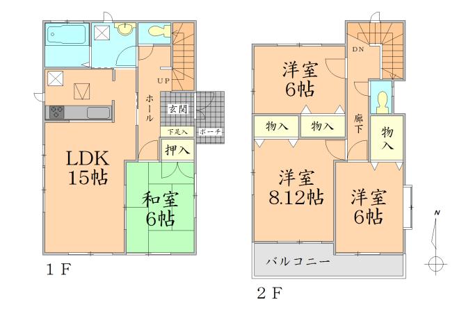 Floor plan. 24,200,000 yen, 4LDK, Land area 164.91 sq m , Building area 102.26 sq m