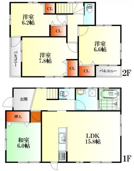 Floor plan. 29,800,000 yen, 4LDK, Land area 167.65 sq m , Building area 100.23 sq m