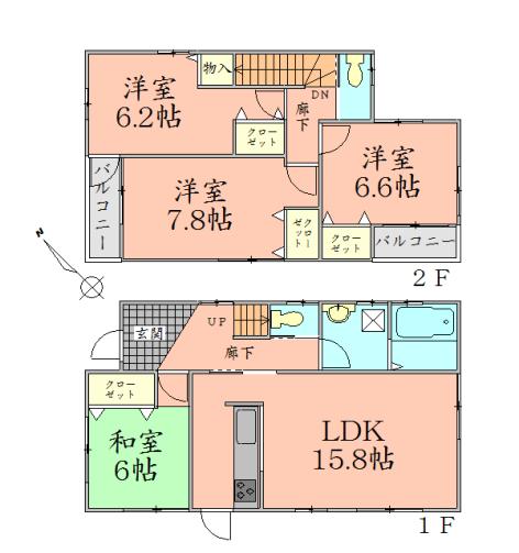 Floor plan. 29,800,000 yen, 4LDK, Land area 168.23 sq m , Building area 100.23 sq m