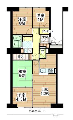 Floor plan. 4LDK, Price 13.8 million yen, Occupied area 78.15 sq m , Balcony area 10 sq m