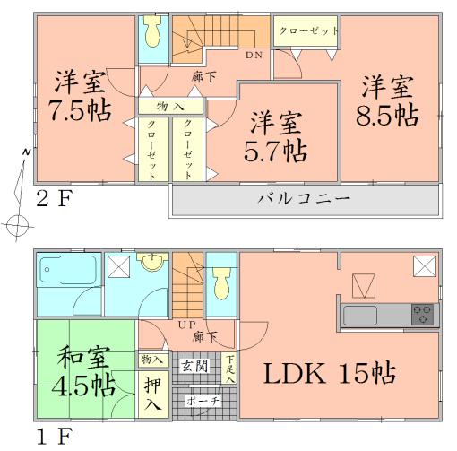 Floor plan. 27,900,000 yen, 4LDK, Land area 200.69 sq m , Building area 95.17 sq m