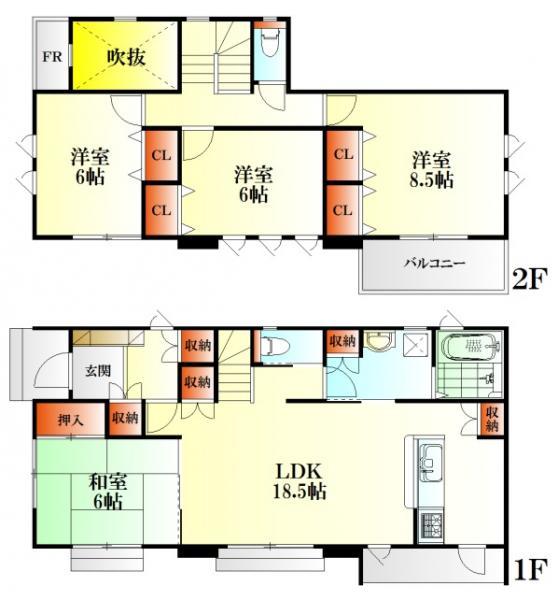 Floor plan. 28,300,000 yen, 4LDK, Land area 207.98 sq m , Building area 110.95 sq m