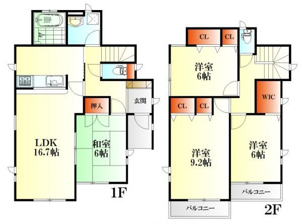 Floor plan. 38,800,000 yen, 4LDK, Land area 152.09 sq m , Building area 105.99 sq m