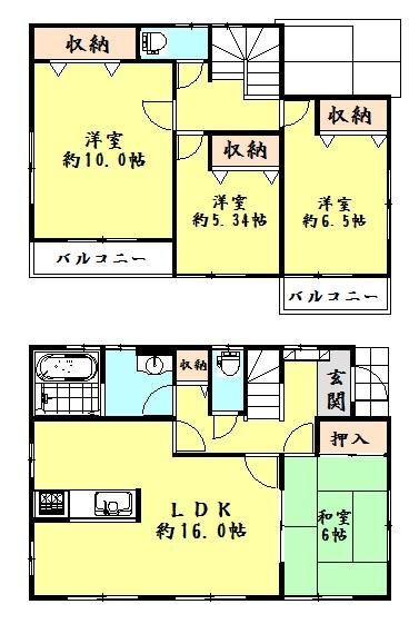 Floor plan. 24.5 million yen, 4LDK, Land area 171.7 sq m , Building area 105.99 sq m