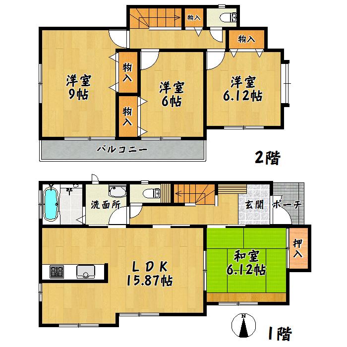 Floor plan. 22,900,000 yen, 4LDK, Land area 165.27 sq m , Building area 102.67 sq m Taihaku Ku Shiromaru 4 Phase 2 Building