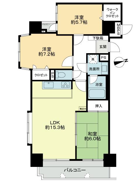 Floor plan. 3LDK, Price 20.8 million yen, Occupied area 79.21 sq m , Balcony area 9.18 sq m 3LDK