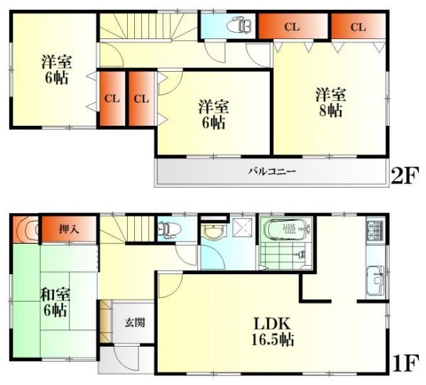 Floor plan. 29,800,000 yen, 4LDK, Land area 181.71 sq m , Building area 105.99 sq m