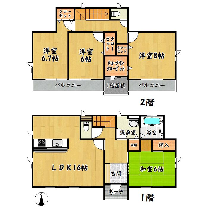 Floor plan. 39,800,000 yen, 4LDK + S (storeroom), Land area 150.47 sq m , Building area 105.98 sq m Taihaku Ku Suwa-cho Building 2