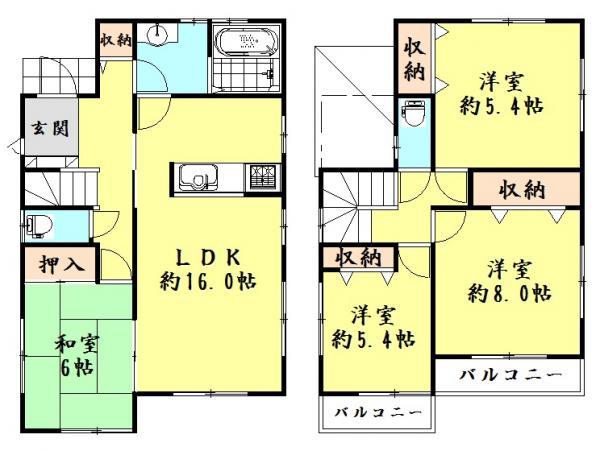 Floor plan. 24,800,000 yen, 4LDK, Land area 161.19 sq m , Building area 105.15 sq m
