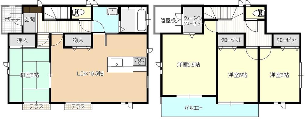 Floor plan. (1 Building), Price 31,800,000 yen, 4LDK, Land area 141.96 sq m , Building area 105.99 sq m