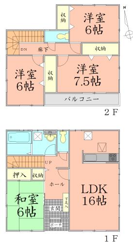 Floor plan. 31.5 million yen, 4LDK, Land area 166.46 sq m , Building area 105.98 sq m