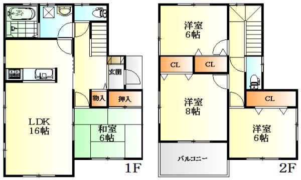 Floor plan. 28,950,000 yen, 4LDK, Land area 170.85 sq m , Building area 104.33 sq m