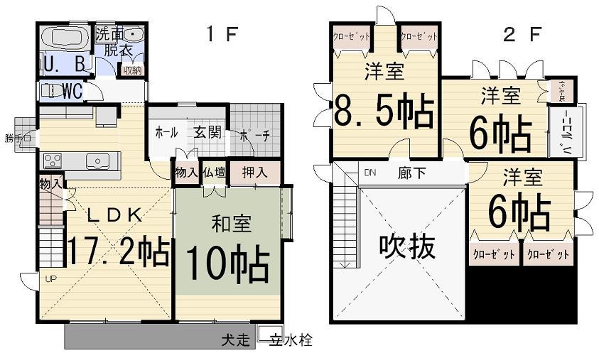 Floor plan. 25,450,000 yen, 4LDK, Land area 219.75 sq m , Building area 113.44 sq m atrium, Living-dining is also spacious