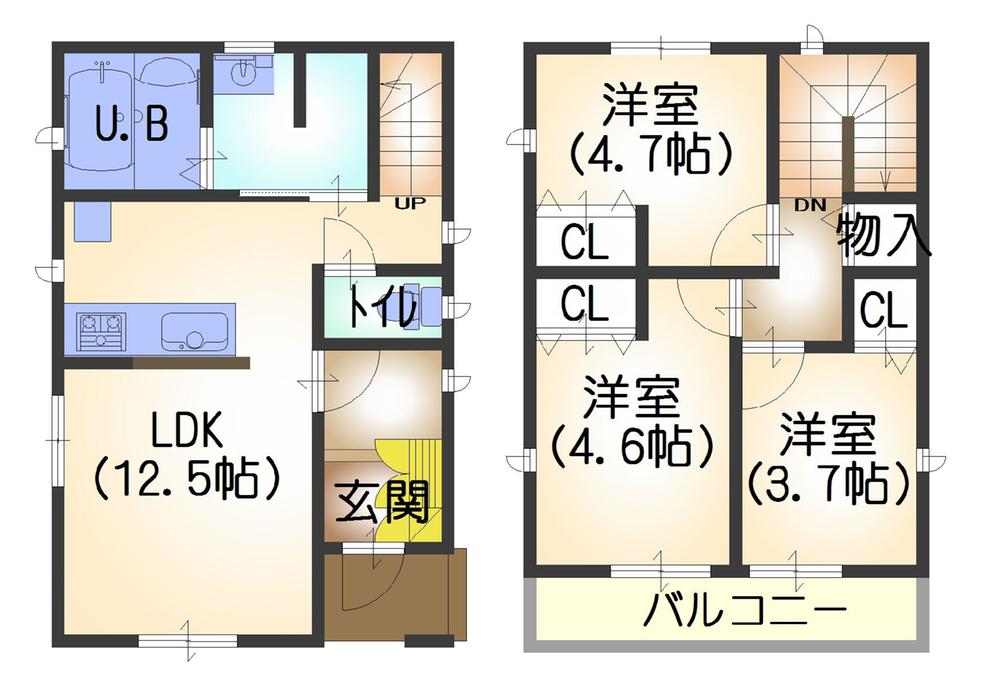 Floor plan. 28,700,000 yen, 3LDK, Land area 74.51 sq m , Building area 68.12 sq m