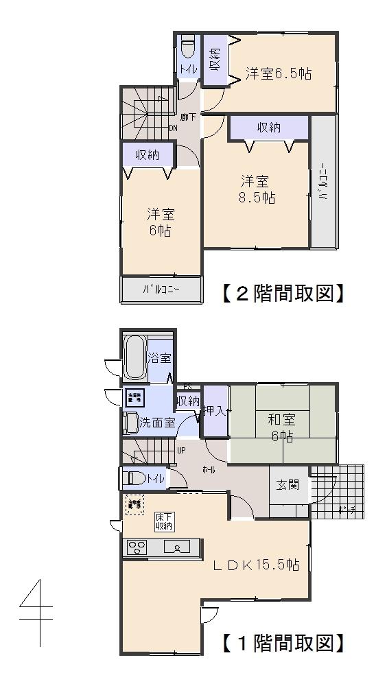 Floor plan. (1 Building), Price 31,800,000 yen, 4LDK, Land area 130.27 sq m , Building area 105.15 sq m