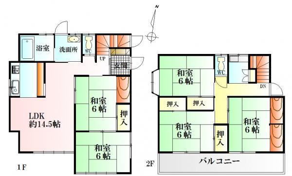 Floor plan. 13,900,000 yen, 5LDK, Land area 108.69 sq m , Building area 95.5 sq m