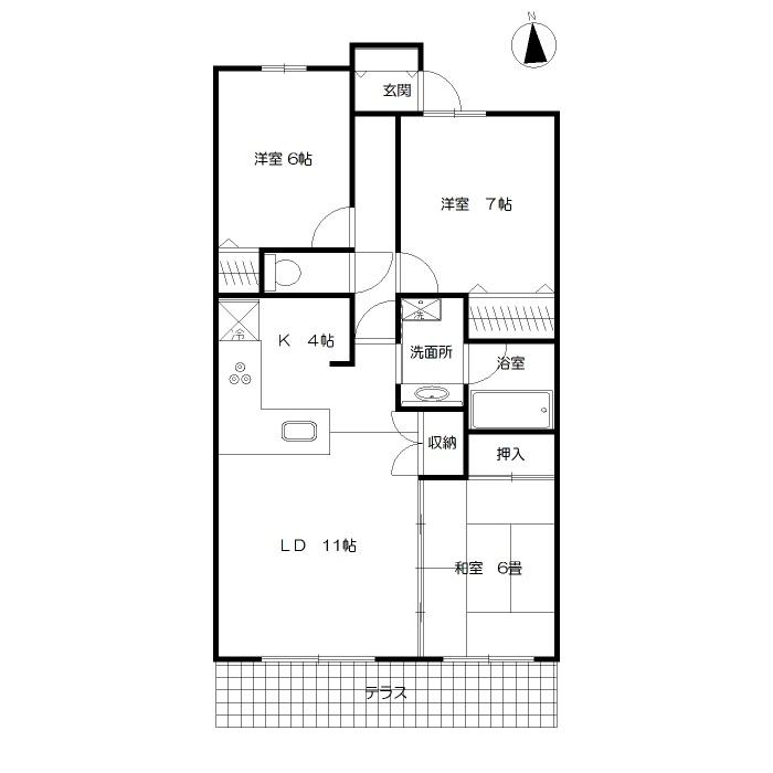Floor plan. 3LDK, Price 23.5 million yen, Occupied area 75.76 sq m