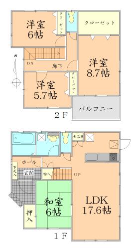 Floor plan. 33,800,000 yen, 4LDK, Land area 137.35 sq m , Building area 110.13 sq m