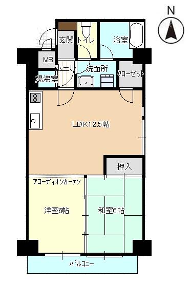 Floor plan. 2LDK, Price 7.8 million yen, Occupied area 56.17 sq m , If it is different from the balcony area 6.18 sq m current state will priority and status.