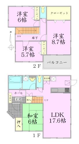 Floor plan. 33,800,000 yen, 4LDK, Land area 137.35 sq m , Building area 110.13 sq m