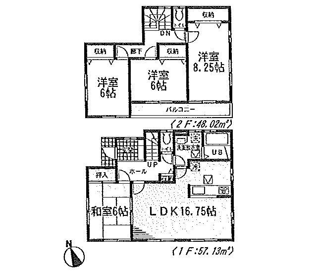 Floor plan. (Building 2), Price 28,300,000 yen, 4LDK, Land area 152.12 sq m , Building area 105.15 sq m