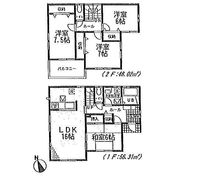 Floor plan. (4 Building), Price 28.8 million yen, 4LDK, Land area 168.35 sq m , Building area 104.33 sq m