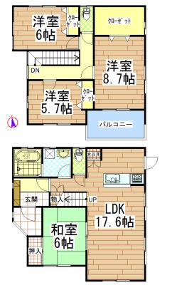 Floor plan. 33,800,000 yen, 4LDK, Land area 137.35 sq m , Building area 110.13 sq m