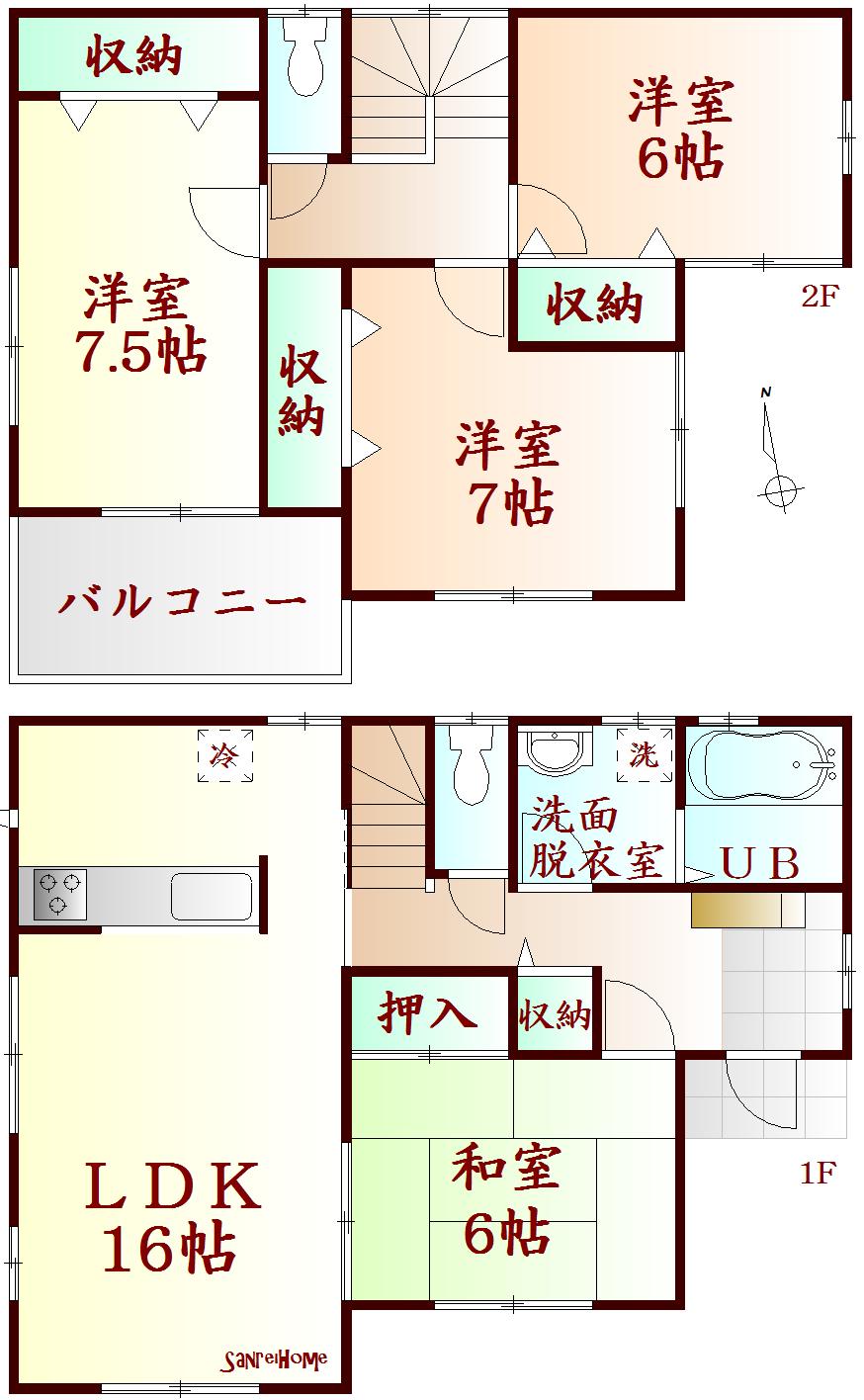 Floor plan. 28.8 million yen, 4LDK, Land area 168.35 sq m , Building area 104.33 sq m