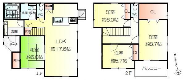 Floor plan. 33,800,000 yen, 4LDK, Land area 137.35 sq m , Building area 110.13 sq m