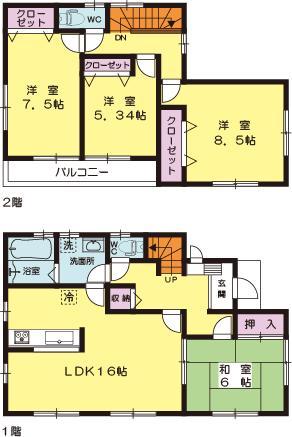 Floor plan. (3 Building), Price 28,300,000 yen, 4LDK, Land area 189.54 sq m , Building area 105.98 sq m