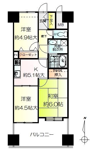 Floor plan. 3K, Price 13.8 million yen, Occupied area 50.56 sq m , Balcony area 11.15 sq m