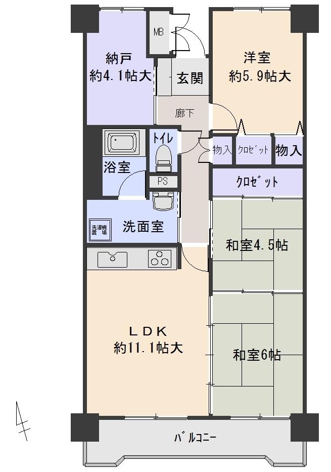 Floor plan. 3LDK, Price 15 million yen, Occupied area 73.45 sq m , Balcony area 9.76 sq m