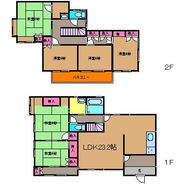 Floor plan. 35,980,000 yen, 6LDK + S (storeroom), Land area 302.76 sq m , Building area 164.82 sq m