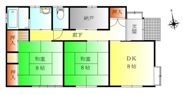 Floor plan. 11 million yen, 2DK+S, Land area 143.74 sq m , Building area 72.25 sq m