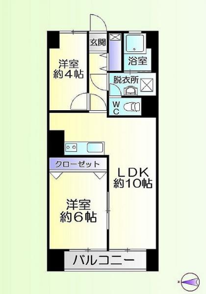 Floor plan. 2LDK, Price 7.6 million yen, Occupied area 54.86 sq m