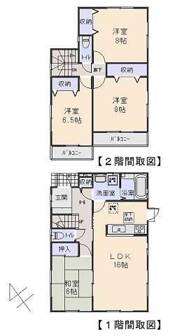 Floor plan. 35,800,000 yen, 4LDK, Land area 169.04 sq m , Building area 105.99 sq m