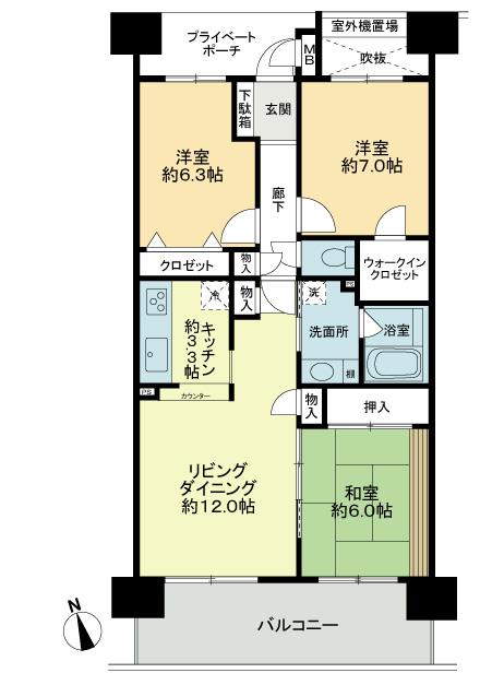 Floor plan. 3LDK, Price 20.8 million yen, Occupied area 78.88 sq m , Balcony area 13.6 sq m 3LDK