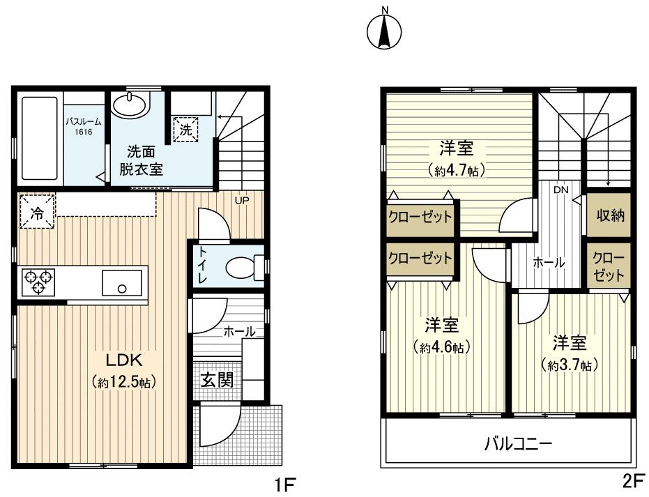 Floor plan. 28,700,000 yen, 3LDK, Land area 74.51 sq m , Building area 68.12 sq m