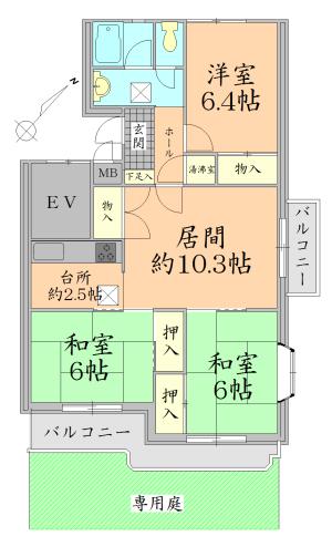 Floor plan. 3LDK, Price 13.8 million yen, Occupied area 68.14 sq m , Balcony area 12.12 sq m
